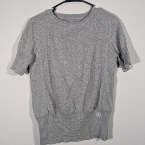 Converse One Star Sweater Women Size XL Grey Short Sleeve Cotton Knit Top